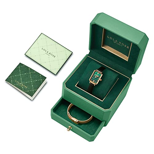 Lola Rose Dainty Women's Wrist Watch: Green Malachite Dial, Wrapped by Stylish Gift Box, Elegant Present for Ladies and Loved Ones, stainless_steel, English