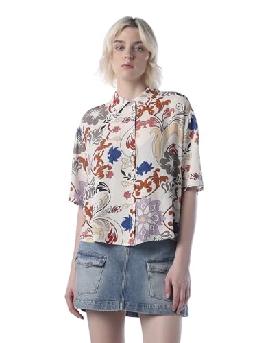 ONLY Women's Graphic Print Oversized Fit White Shirt