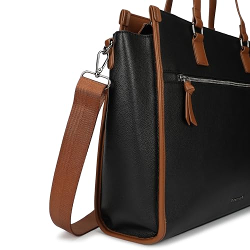 Fastrack PowerCarry Laptop Tote | Faux-Leather Laptop Tote for Women | Dual Compartments, 15'' Padded Laptop Sleeve, Adjustable Webbing Strap, Trolley Loop & External Quick-Access Pocket