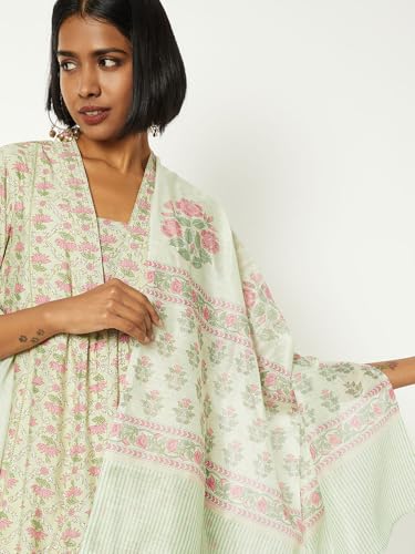 Max Women Floral Print A-line Kurta Set (Green_M)
