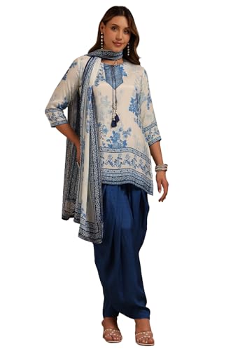 Soch Womens White Muslin Floral Print Suit Set