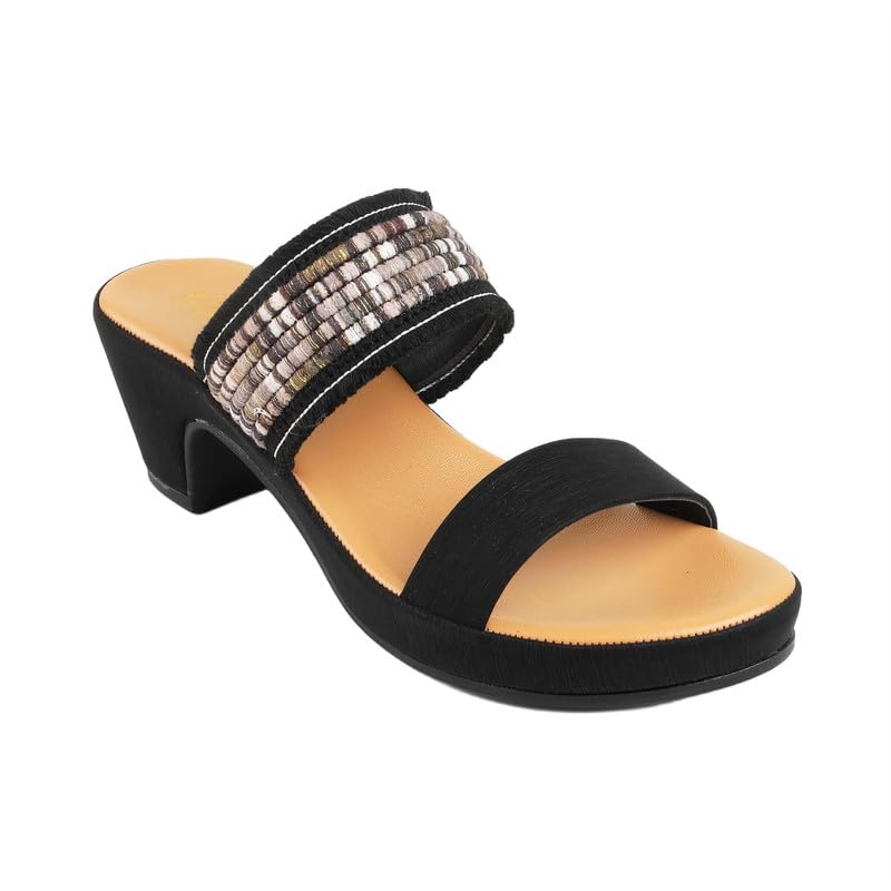 tresmode ATHN Black Women's Dress Block Heel Sandals in Size 7 UK / 40 EU