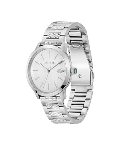 Lacoste.12.12 Metropole Men's 3H Quartz Watch, Stainless Steel Bracelet - Classic, Stylish Timepice - Gift for Him, Silver