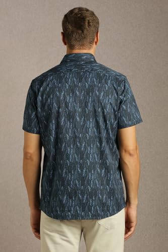 Men Black Print Half Sleeves Casual Shirt