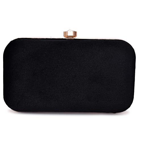 For The Beautiful You Black Embroidered Women's Clutch (610)