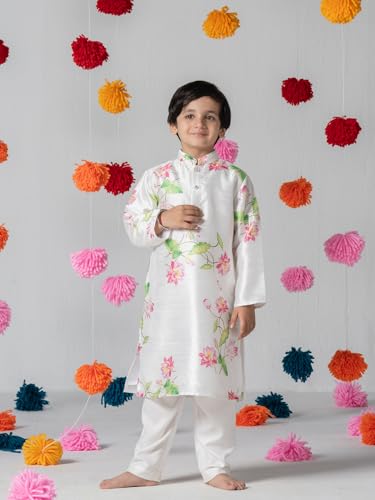 SPUNKIES Boys Printed Kurta Set with Pajama | Elegant Festive Outfit for Kids | Traditional Ethnic Wear for Weddings & Celebrations | Comfortable & Stylish Kurta Pajama Set for Boys