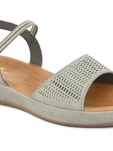 pelle albero Women Grey Slip-On Flatform Heels Sandal - PA-GLM-29_GREY_38