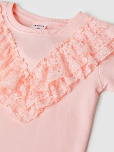 Max Girls Lace Frill T-Shirt (Pink_3-4 Y)
