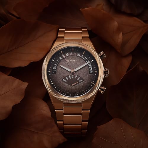 Titan Micromotors Analog with Retrograde Day and Date and Brown Dial Coffee Stainless Steel Strap Watch for Men - 90180QM01