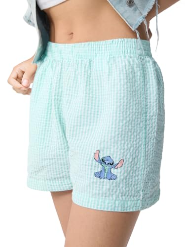 The Souled Store Disney: Alien Chill Women Elastic Waistband Mint Green Checkered Embroidered Cotton Blend Regular Fit Lightweight Everyday Boxer Shorts