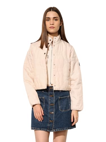 ONLY Women's Solid Regular Fit Beige Jacket