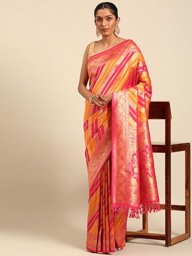 MOHEY Women's Mustard Yellow Art Silk Zari Weave Saree (MUSTARD YELLOW)