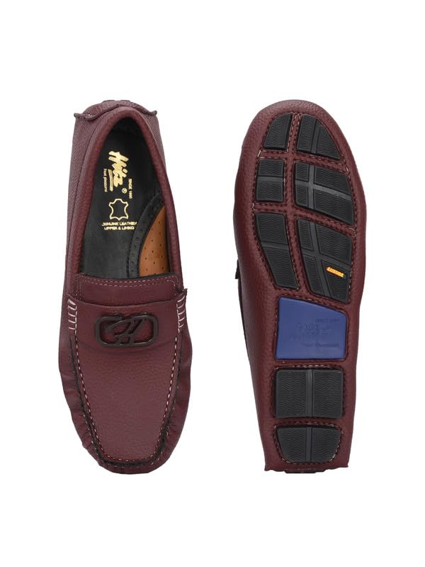 HITZ Men's Brown Leather Casual Loafers - UK 9
