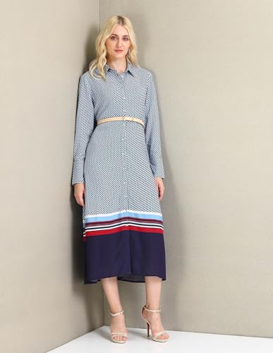 U.S. POLO ASSN. women's Viscose Shirt Midi Casual Dress (UWSS24DRS126_Blue