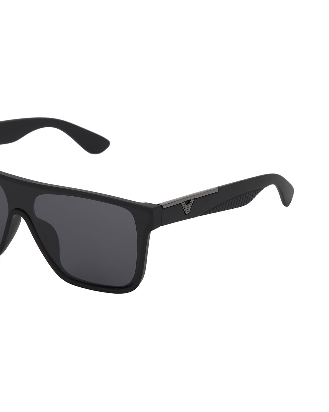 Carlton London Black and Metallic Toned with Black Polarised Shield Sunglass for men
