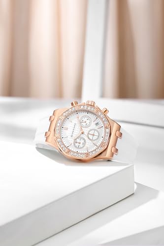 Giordano Chronograph Watch for Women | Stainless Steel Case, Crystal Bezel | Modern & Stylish Timepiece with Comfortable Silicone Strap
