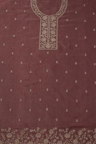 Soch Womens Blush Pink Crushed Tissue Embroidered Unstitch Dress Material With Zari