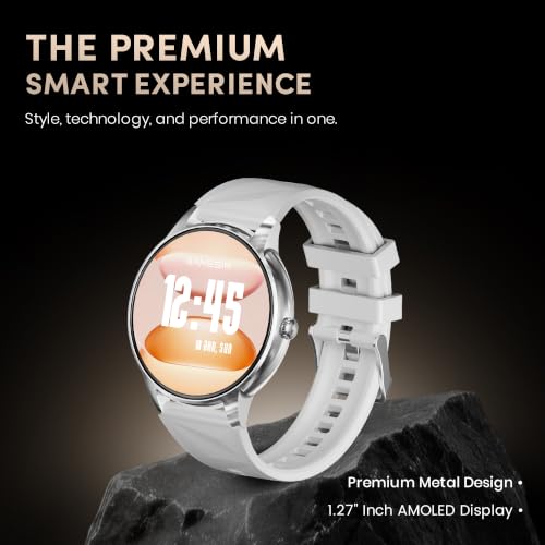 GameSir Active Rush Smart Watch for Men & Women, 1.27" Full Touch Display, Bluetooth Calling, Fitness Tracking, Message Notifications, Android & iOS Compaatible - (Silver)