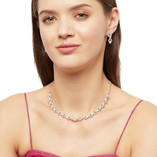 VOYLLA Silver Plated Brass Necklace Set From Sparkling Elegance