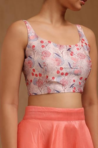 Soch Womens Pink Art Silk Floral Print Padded Blouse