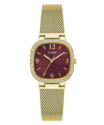 GUESS Women's 32mm Watch - Gold Tone G-Link Red Dial Gold Tone Case, Gold, Classic