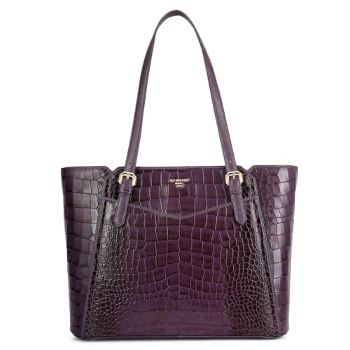 Da Milano Leather Tote Bag for Women - Grapevine Purple (LB-02629)