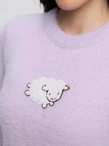 The Souled Store Cozy Knit: Lily Women and Girls Full Sleeves Round Neck Embroidered Nylon Regular Fit Lightweight Casual Everyday Street Wear Winter Knitted Sweater