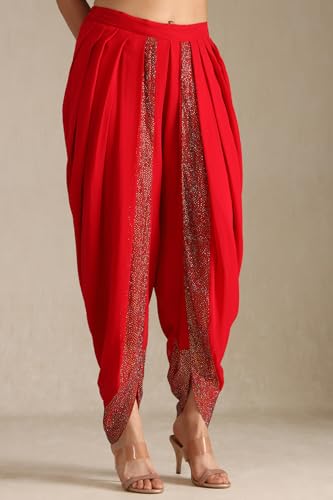 Soch Womens Red Georgette Suit Set With Stone Work