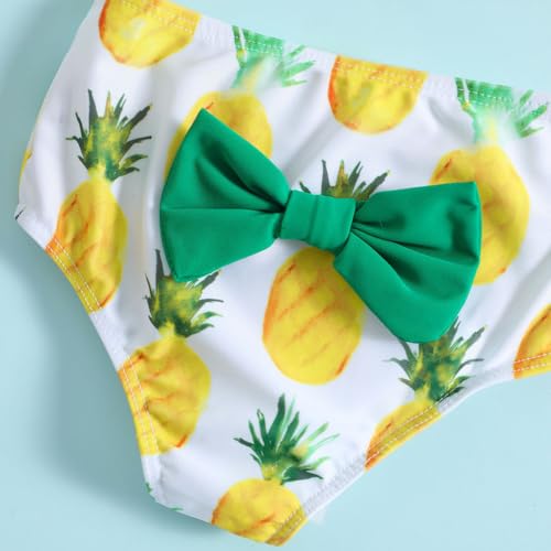 Baby Bucket Girls Stylish Two-Piece Swimsuit| Baby Girl Bikini Swimsuit with Headband - (12 Months-18 Months) - Green