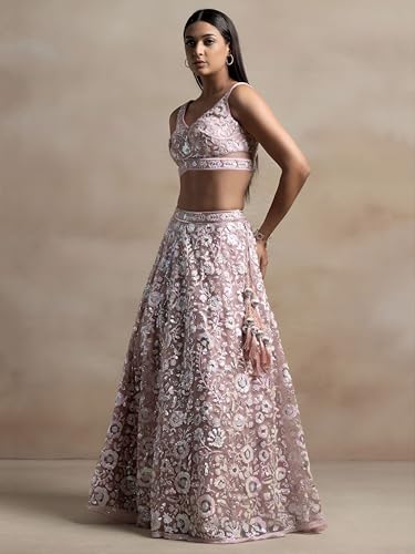 Zeel Clothing Women's Sequins Embroidered Soft Net Designer Lehenga Choli with Dupatta (5126-Womens-Lehenga-Choli-Latest; Free Size) (Pink)