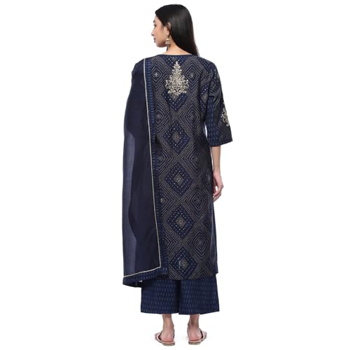 BIBA Women's Indigo Modal Solid A Line Suit Set (SKD10079AW24IND_Blue