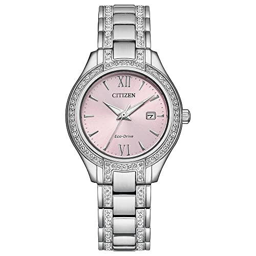 Citizen Ladies Eco-Drive Silhouette Crystal Pink Dial Watch FE1230-51X, pink