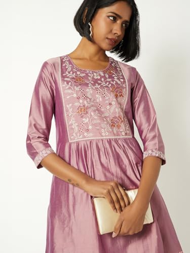 Max Women Embroidered Straight Kurta (Purple_XL)