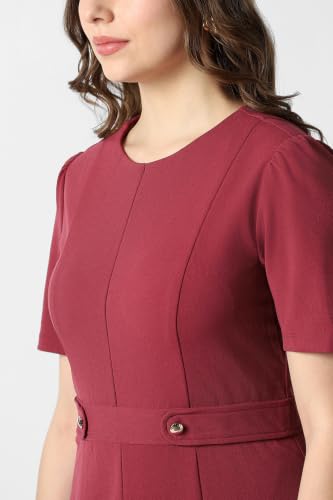 Women Maroon Solid Formal Dress
