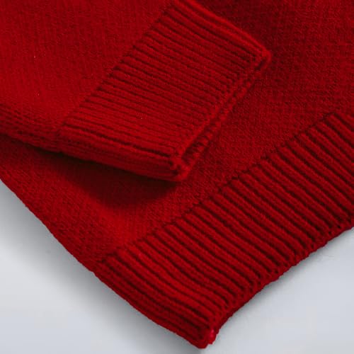 Hopscotch Girls Red Full Sleeves Pom Pom Embellished Teddy Sweater for Age (5-6 Years)