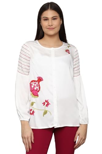 Allen Solly Women White Embroidered Long Sleeves Tunic