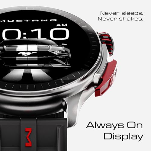 GOBOULT Mustang Racer Smart Watch 1.43'' AMOLED Display, Rotating Bezel, BT Calling, 150+Watchfaces, 500 Nits Brightness, AI Voice Assistant, SpO2 Monitoring, 120+ Sports Mode (Black Blaze)