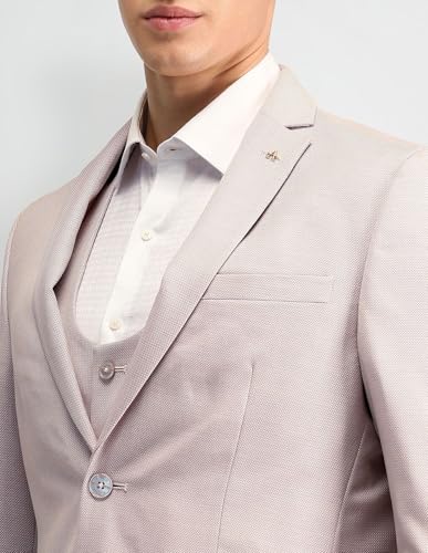 Arrow Men's Rayon Business Suit Pants Set (ARAISU5507_Beige