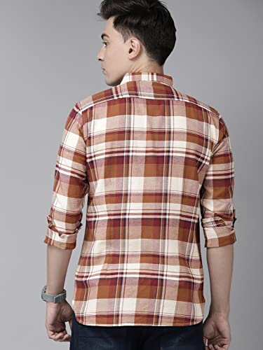 THE BEAR HOUSE Men's Cotton Slim Button-Down Flannel Shirt |Multicolored |3XL |TBH-WACKER-MC-3XL |