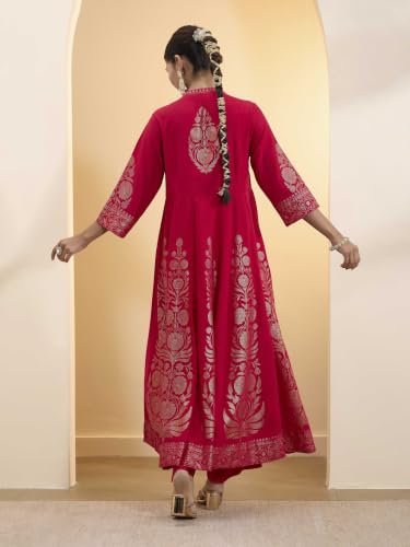 BIBA Printed Poly Viscose Anarkali Semi_Formal Kurta Set