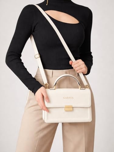 GABAYA Luméra Bio Vegan Leather Mini Clutch Bag for Women | Structured Top Handle Handbag with Flap Lock | Elegant Minimalist Crossbody Purse | Premium Designer Evening Ba