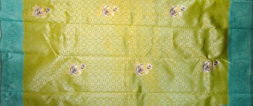 SREE KUMARAN Women's Kanchipuram Kubera Silk Pure Pattu Sarees – Peacock Art Butta With Blouse