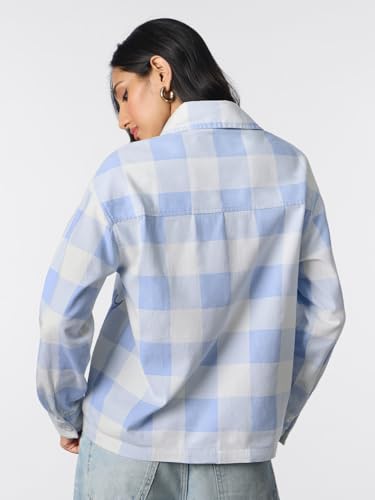 The Souled Store Peanuts: Gurgle Women and Girls Long Sleeves Collared Neck Button Front Embroidered Cotton Oversized Fit Lightweight Casual Streetwear Typography Printed Shackets