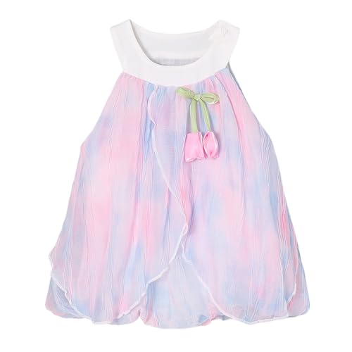 Hopscotch Girls Sleeveless Pink Watercolor Magic Bodysuit For Ages (9-12 Months)