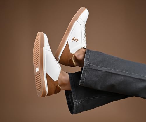 LOUIS STITCH Canadian White & Tan Sneaker for Men | Comfortable Lace-Up Sneaker | LSP-SNK-AVI003-WHTN | UK-11