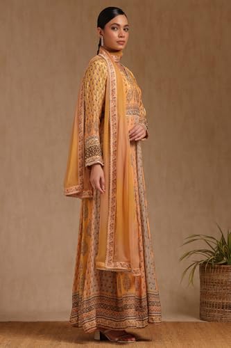 Soch Women's Viscose Floor Length Gown (EWS5CD22016_Mustard