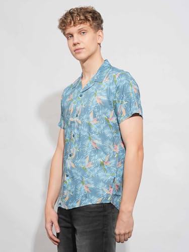 Being Human Teal Slim Fit Regular Collar Shirt for Men Clothing