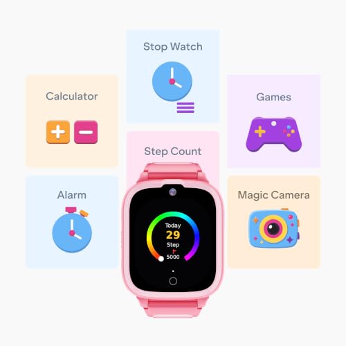 boAt Sailor Nav Kids Smartwatch with 2-Way Video & Voice Calling, Real Time Location Monitoring via Google Maps, Geofencing, 4G SIM Compatible, Parental Control, SOS, Smartwatch for girls (Fairy Pink)