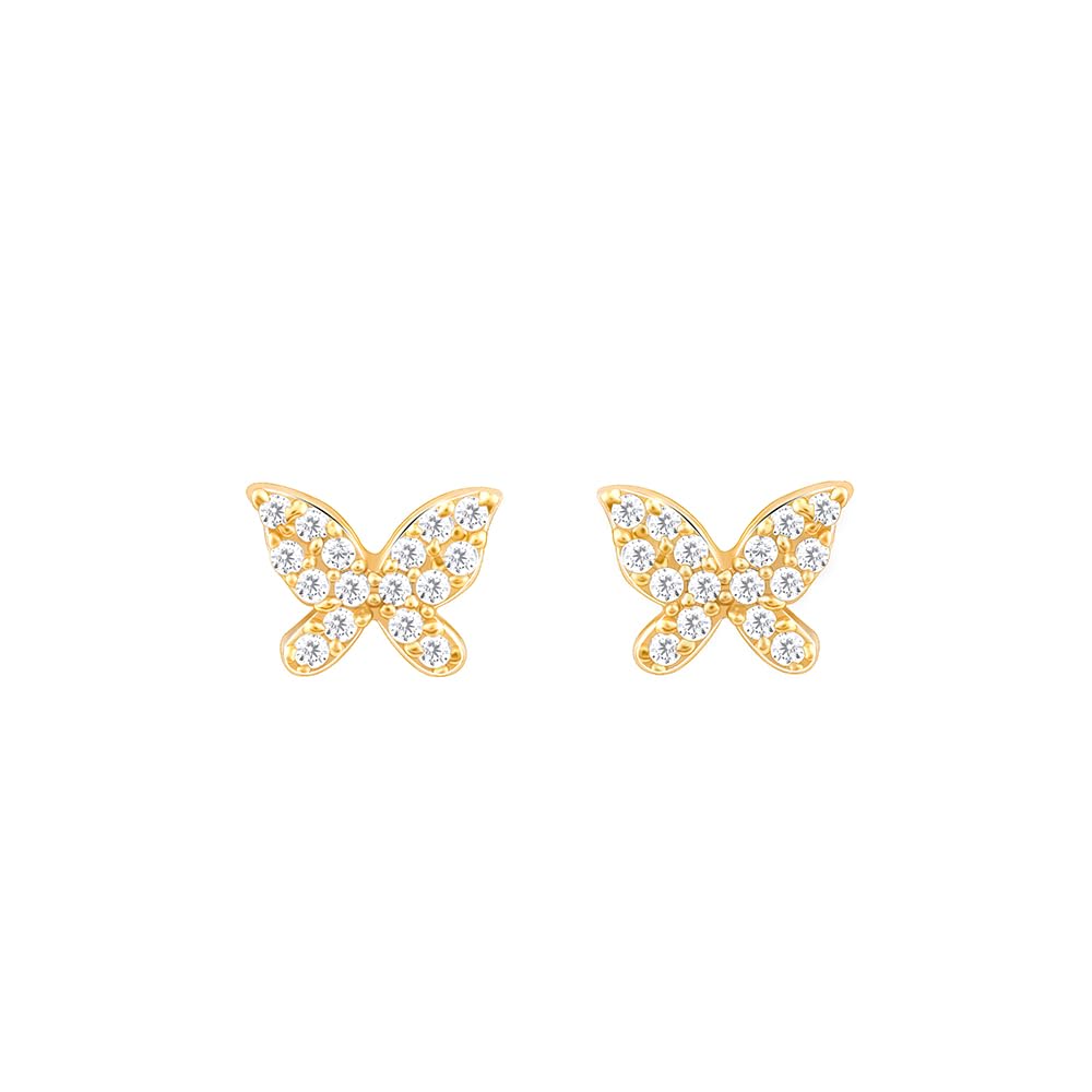 GIVA 925 Silver Golden Butterfly Studded Affair Earrings|Gifts For Girlfriend,Rakshabandhan Gift For Sister Bhabhi,Women&Girls|With Certificate Of Authenticity And 925 Stamp|6 Month Warranty