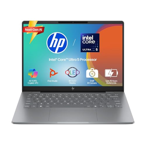 HP Omnibook (Previously Envy) X Flip OLED Intel Core Ultra 5 226V, 40 Tops (16GB LPDDR5x, 1TB SSD) 3K,120hz, 14''/35.6cm, 2-in-1, Win11, M365* Office24, Silver, 1.38kg, fm0099TU AI Laptop